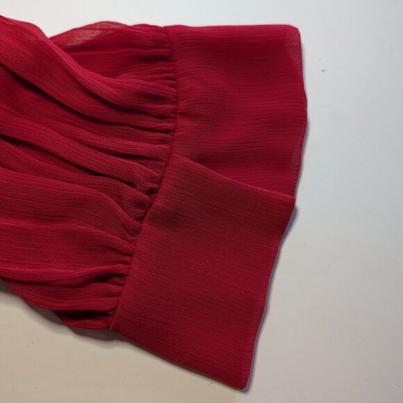 ZARA Basic NWT PLEATED BLOUSE Sz L lined mini ruffles 3/4 SLVES FORMAL ROMANCE - Picture 7 of 15